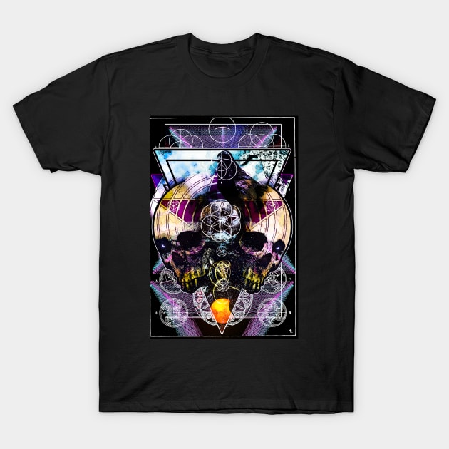 Occult Geometric Sacred Geometrical Mystic Skull T-Shirt by Glass Table Designs